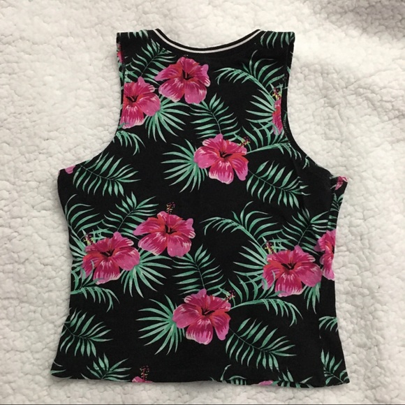 Floral High Neck Crop Top - Picture 2 of 3